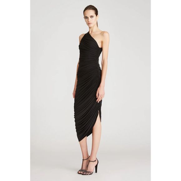 HALSTON REIA ONE SHOULDER DRESS BLACK US 8 $445 - Picture 3 of 9